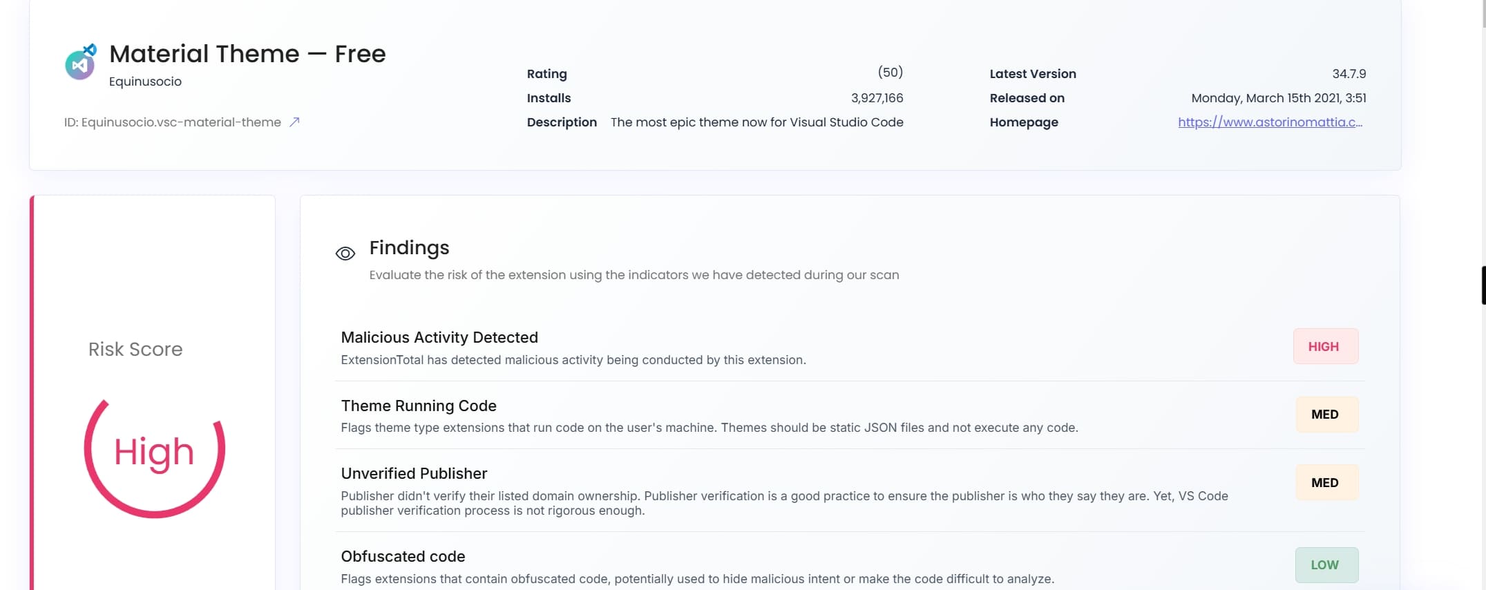 Cover image for 重大安全警报:VS Code 最流行主题插件 Material Theme 被曝含恶意代码